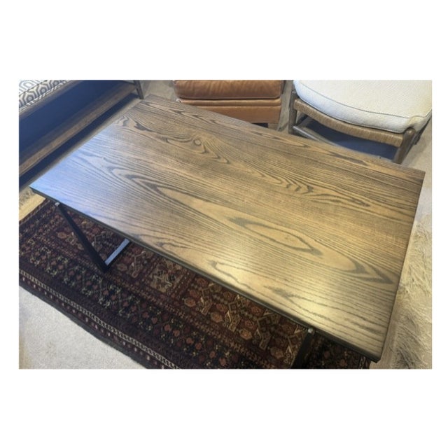Transitional Metal & Wood Coffee Table For Sale - Image 3 of 6