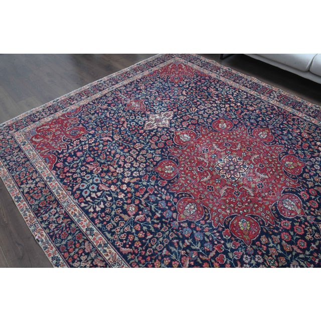 1960s Vintage Persian Handmade Wool Cotton Light Red Area Rug For Sale In San Francisco - Image 6 of 11