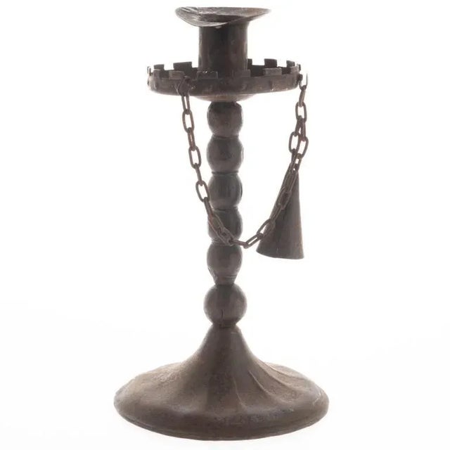 Antique Early 20th Century Arts & Crafts Iron Candleholder For Sale - Image 4 of 4
