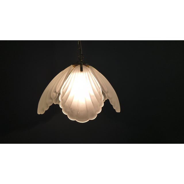 Vintage Italian Glass and Brass Chandelier, 1970s For Sale - Image 3 of 16