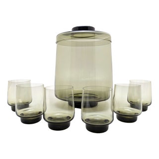 No. 4419 Romance Punch Bowl Service by Friedrich Bundtzen for VEB Olg Oberlausitzer Glaswerke, GDR, 1962, Set of 7 For Sale
