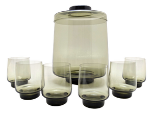 No. 4419 Romance Punch Bowl Service by Friedrich Bundtzen for VEB Olg Oberlausitzer Glaswerke, GDR, 1962, Set of 7