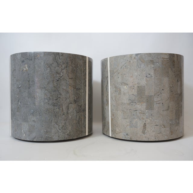 Stone 1980s Maitland-Smith Attributed Side Tables Marble Art Deco Style - a Pair For Sale - Image 7 of 11