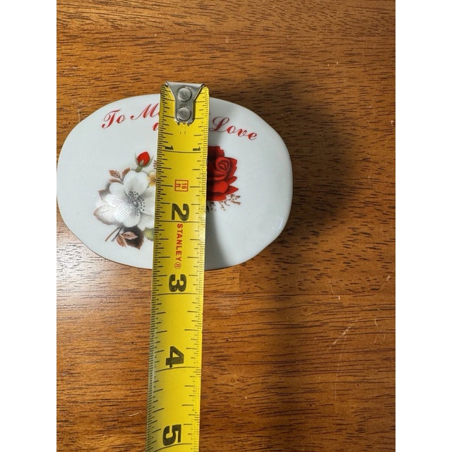 White Vintage Omc Japan Porcelain Trinket Box “To Mother With Love” Floral Gift For Sale - Image 8 of 8