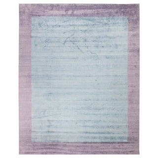 Minimalist Modern Tibetan Rug in Viscose – Blue & Lavender, by Doris Leslie Blau For Sale