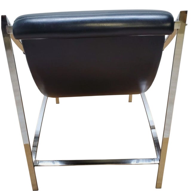 1970s Mid Century Italian Chrome Lounge Sling Chair Tuck Roll Living Room Arm Vintage For Sale - Image 17 of 18