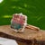 6.1cts Bi-Color Tourmaline Ring With Natural Diamonds Accents: Solid 14k Gold For Sale In Columbus - Image 6 of 8