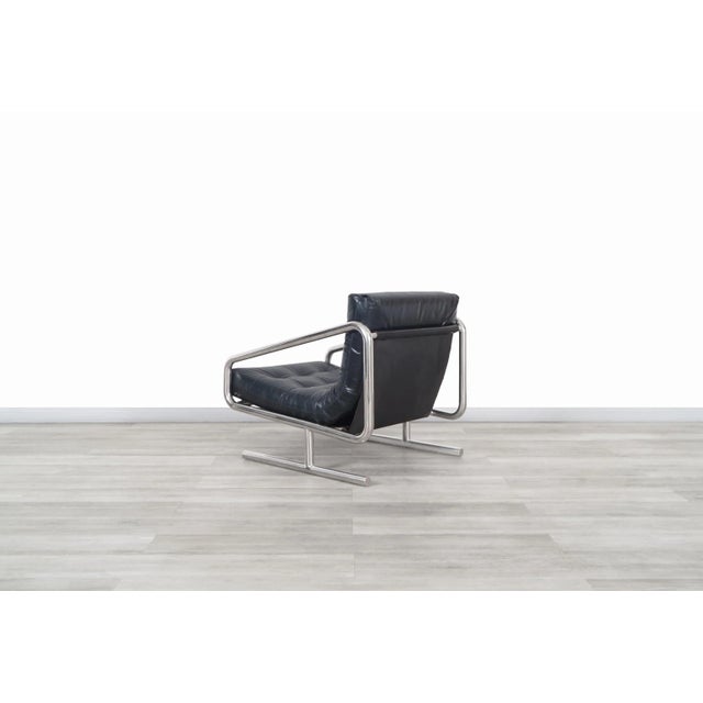 Mid-Century Modern Leather and Aluminum Lounge Chairs For Sale - Image 12 of 13