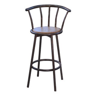 Industrial Stool with Oak Seat, 1960s For Sale