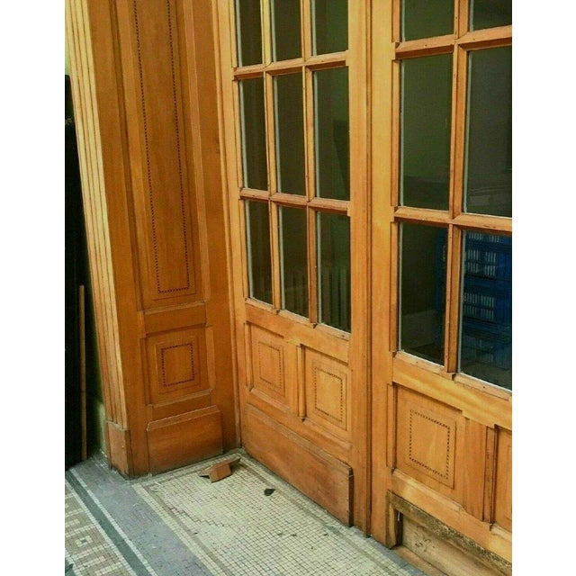 Brown 4-Leaf Partition Door with Transom in Wood and Beveled Glass, Set of 8 For Sale - Image 8 of 9
