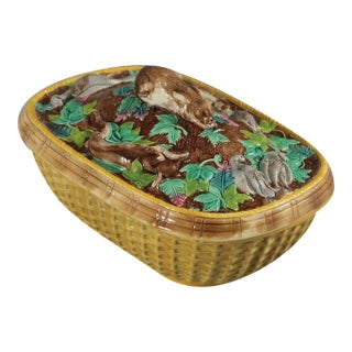 Antique Brown Westhead Moore Majolica Game Pie Dish For Sale
