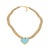 Contemporary Calmness Blue Heart Pendant Gold Heart Beaded Necklace For Sale - Image 3 of 8