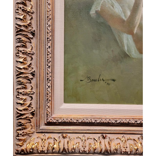 Textile Joseph Bowler -Nude Model Enjoying Tea With Lemon-Oil Painting For Sale - Image 7 of 11