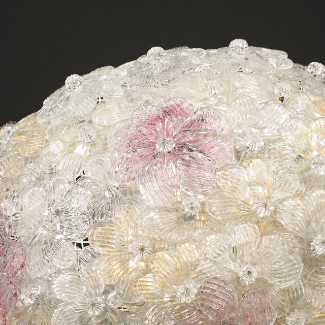 Mid-Century Hand-Blown Rose Murano Glass Florets Chandelier by Barovier & Toso For Sale - Image 18 of 18