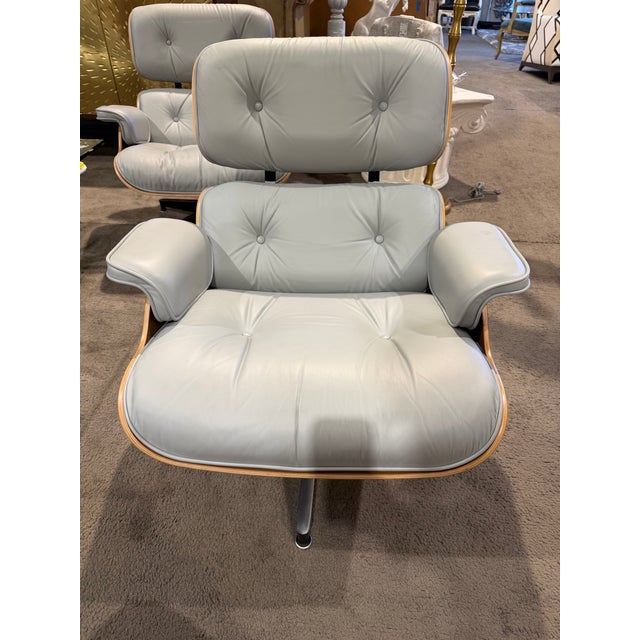2020s Eames for Herman Miller Grey Leather and Wood Lounge Chair For Sale - Image 5 of 7