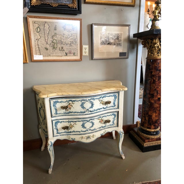 1950s Shabby Chic Italian Cream Hand Painted Chest Of Drawers