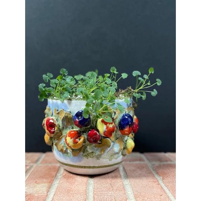 Majolica Vintage Italian Majolica Faience Trompe L’oeil Planter Cachepot For Sale - Image 4 of 10