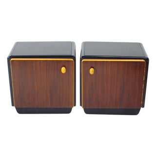 Mid-Century Bedside Tables with Glass Tops, Former Czechoslovakia, 1960s, Set of 2 For Sale