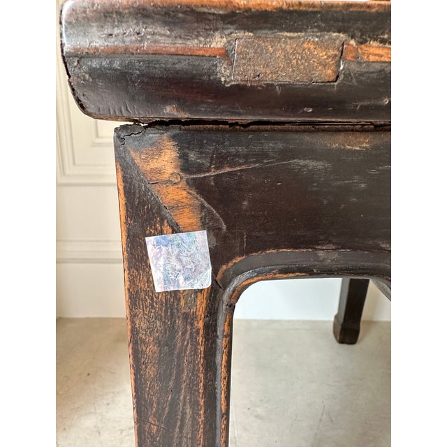 Brown 19th Century Chinoiserie Carved Hardwood Chair With Stone Panel For Sale - Image 8 of 12