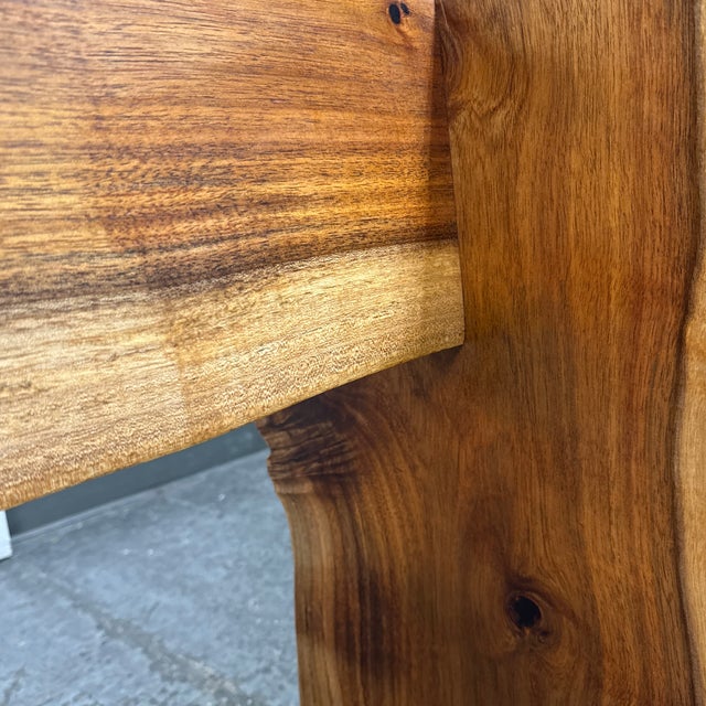 Contemporary Acacia Live Edge Trestle Dining Table For Sale - Image 11 of 12