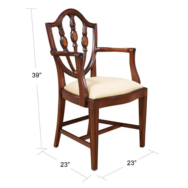 This set of 10 Inlaid Shield Back Chairs by Niagara Furniture features 2 arm chairs and 8 side chairs. These shield back...