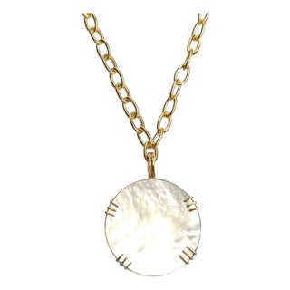Mother of Pearl Disc Necklace 2 pcs For Sale