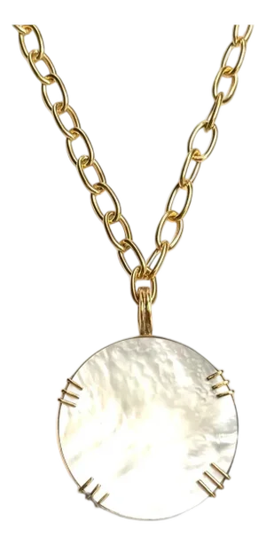 Mother of Pearl Disc Necklace 2 pcs