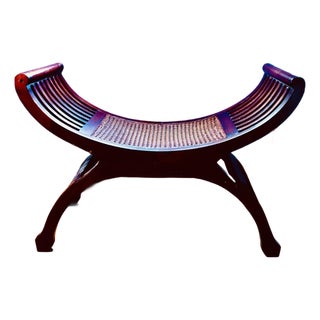 1950s Curule Bench W/Cane For Sale
