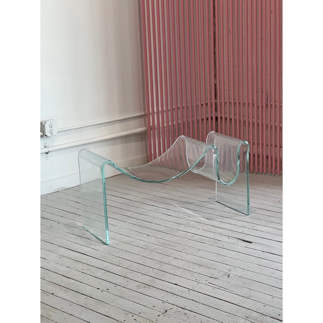 Metal Signed 1980s Vintage Sculptural Glass Table/Bench/Pedestal by Laurel Fyfe For Sale - Image 7 of 10