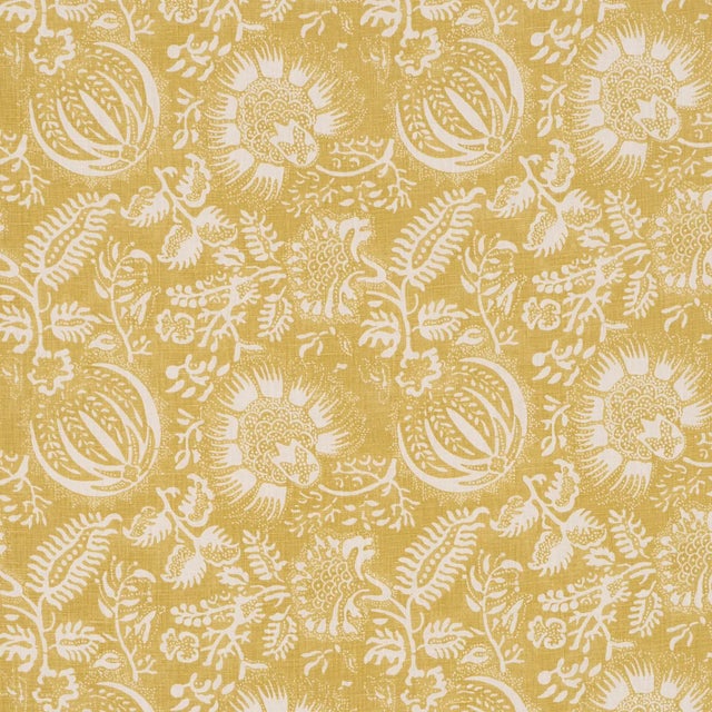 SAMPLE - Schumacher Pomegranate Print Fabric In Citron For Sale