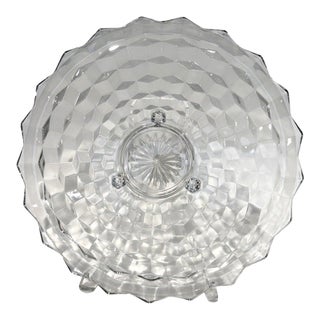 Vintage Fostoria American 2056 No. 307 Clear Glass 3-Footed Cake Plate For Sale