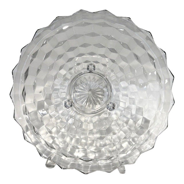 Vintage Fostoria American 2056 No. 307 Clear Glass 3-Footed Cake Plate For Sale