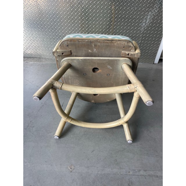 Vintage Organic Modern Rattan Swivel Dining Chairs With Arms and Cane Backs – Set of 6 For Sale - Image 9 of 17