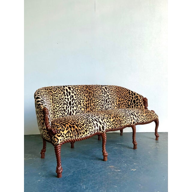 Vintage Regency Leopard Rope and Knot Sofa For Sale - Image 11 of 12