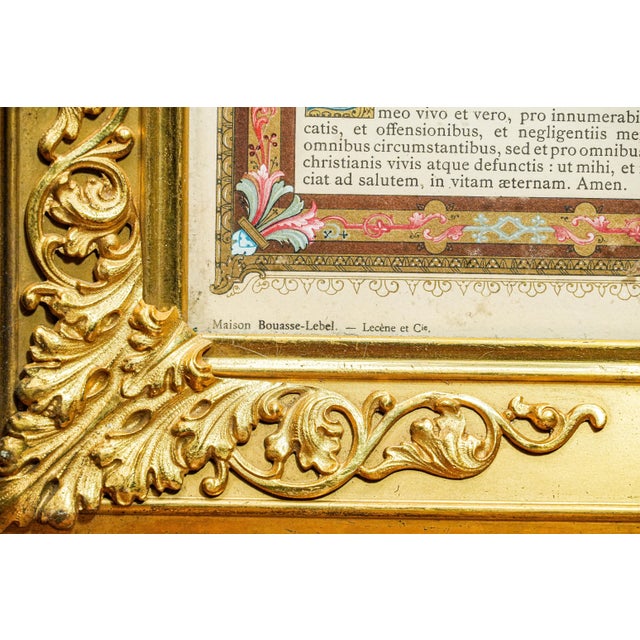 Monumental Antique French Catholic Christianity Tridentine Latin Mass Brass Framed Altar Card For Sale - Image 12 of 16