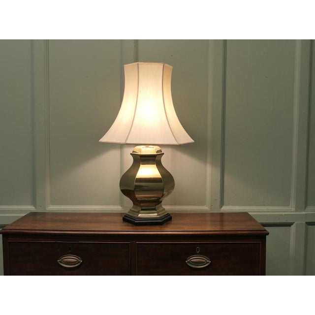 Large Vintage Brass Table Lamp, 1920 For Sale - Image 4 of 9