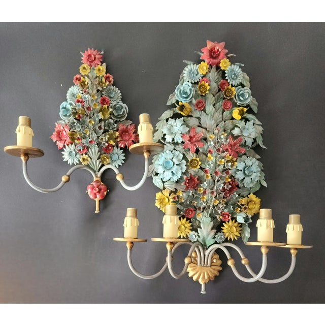 Aqua Large Vintage Gild Wall Lamp from CIANI Firenze, Italy, 1960s, Set of 3 For Sale - Image 8 of 18