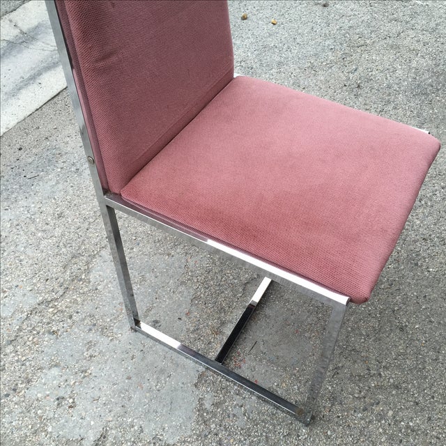 Pink Velvet Chrome Framed Dining Chairs Set of 4 Chairish