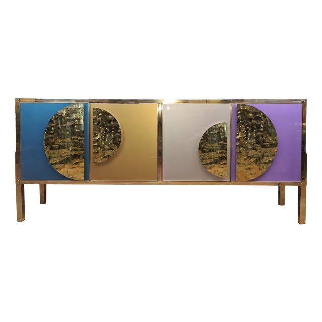 Murano Sideboard in Glass and Brass from Justfurnituress SRL For Sale