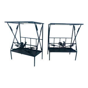 Mid Century Vintage Wrought Iron French Country Side Tables/A Pair