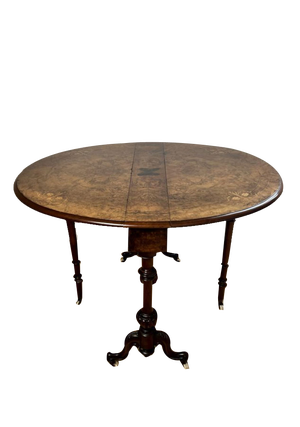 Antique Victorian Burr Walnut Inlaid Sutherland Table, 1880s