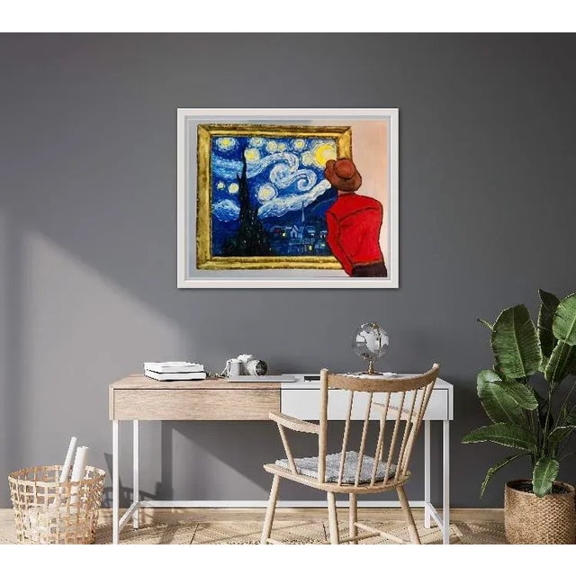 Quiet Places & Skyscapes — Starry Night at the Museum Original oil painting by Lisa Haas, 30 x 24 unframed on canvas,...