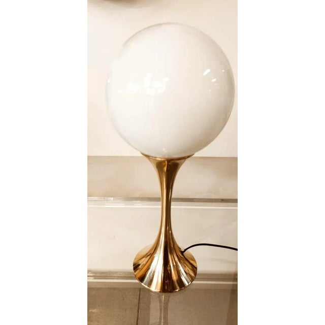 Vintage Brass Light with Sphere Glass For Sale - Image 4 of 13