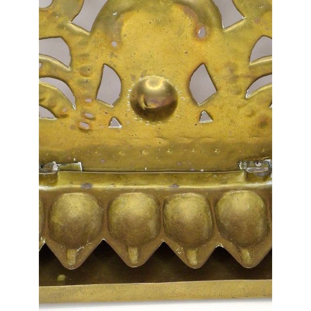 Rare 18thC Dutch Brass Hanukkah Menorah Heart Repoussé Holland 1892 Provenance For Sale In Boston - Image 6 of 17
