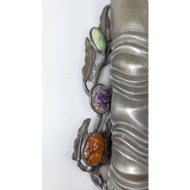 Late 19th Century 19th Century Chinese Pewter Bamboo Form Wall Pocket Vase For Sale - Image 5 of 12