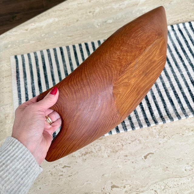 1960s Large Mid Century Danish Modern Sculptural Teak Bowl MCM Vintage For Sale - Image 5 of 5