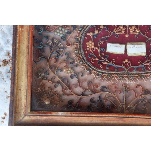 Large Reliquary Frame in Paper Filigree and Relics, 18th Century For Sale - Image 8 of 9