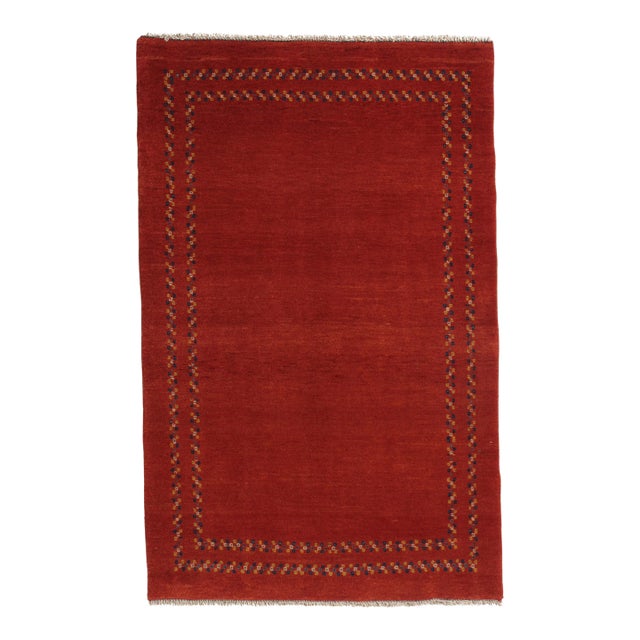 Vintage Hand-Knotted Persian Gabbeh Wool Rug 3'6" X 5'7" For Sale