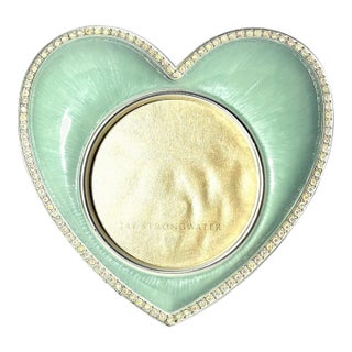 Jay Strongwater Enamel & Crystal Baby Blue Pale Chantal Heart Picture Frame For Sale