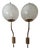 Vintage Wall Lamps in Brass with Etched Glass Sphere, 1950s, Set of 2 For Sale